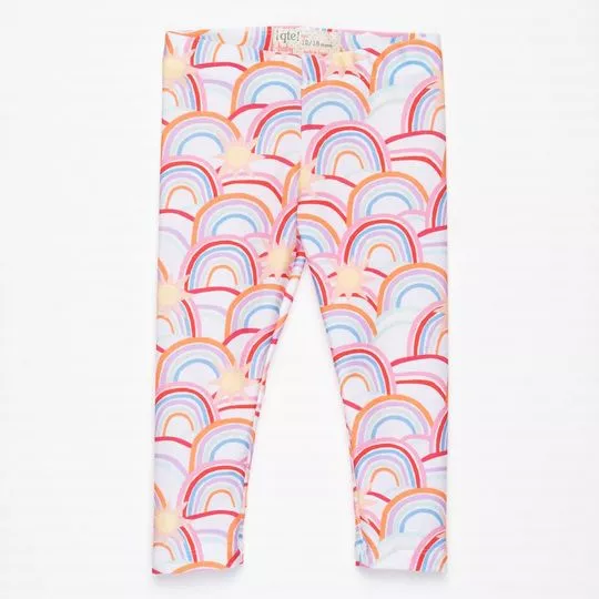 Legging Arco-Íris- Branca & Vermelha- Que Te Encante