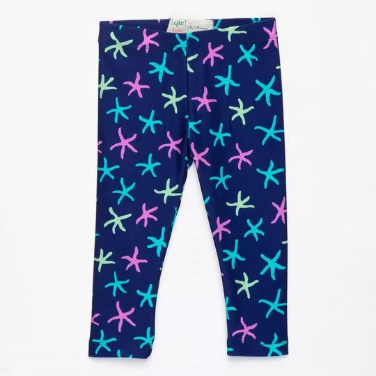 Legging Estrelinhas- Azul Marinho & Rosa- Que Te Encante