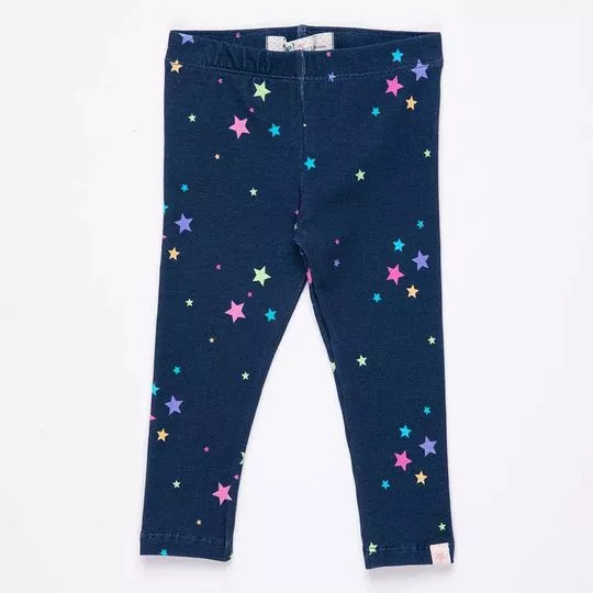 Legging Estrelas- Azul Marinho & Rosa- Que Te Encante