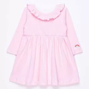 Vestido Com Babados<BR>- Rosa Claro & Pink<BR>- Que Te Encante