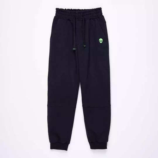 Calça Jogger Et- Preta & Verde Claro- Que Te Encante