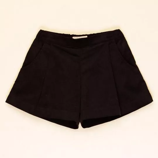 Short Saia Aveludado- Preto- Que Te Encante