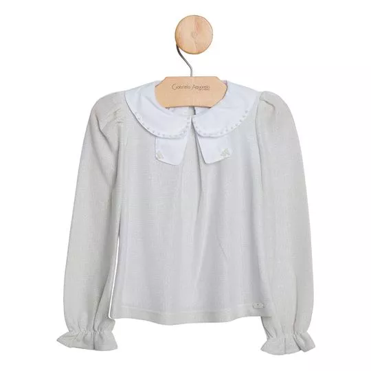 Blusa Com Recortes- Prateada & Branca