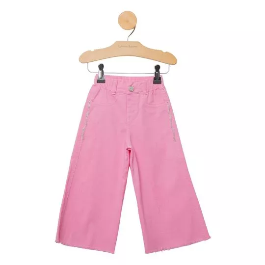 Calça Wide Leg Com Recortes- Rosa Claro- Gabriela Aquarela