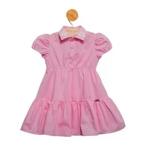 Vestido Com Franzidos<BR>- Rosa<BR>- Gabriela Aquarela