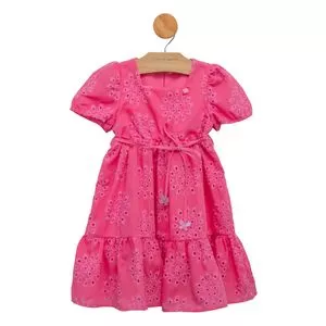 Vestido Com Bordado<BR>- Rosa<BR>- Gabriela Aquarela