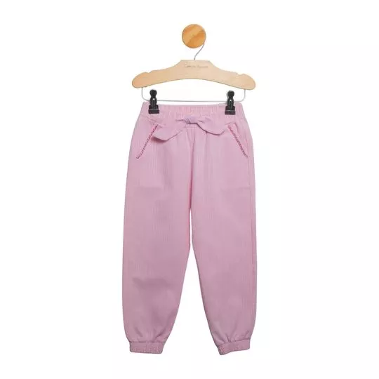 Calça Jogger Listrada Com Aplicação- Rosa Claro- Gabriela Aquarela