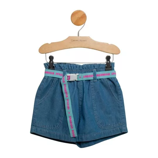 Short Jeans Com Franzidos- Azul- Gabriela Aquarela