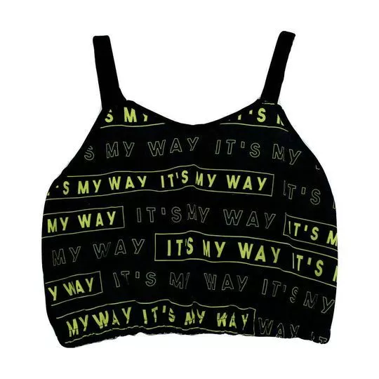 Cropped Com Inscrições- Preto & Verde- It's My Way