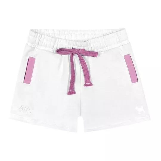 Short Com Recortes- Off White & Rosa- Charpey