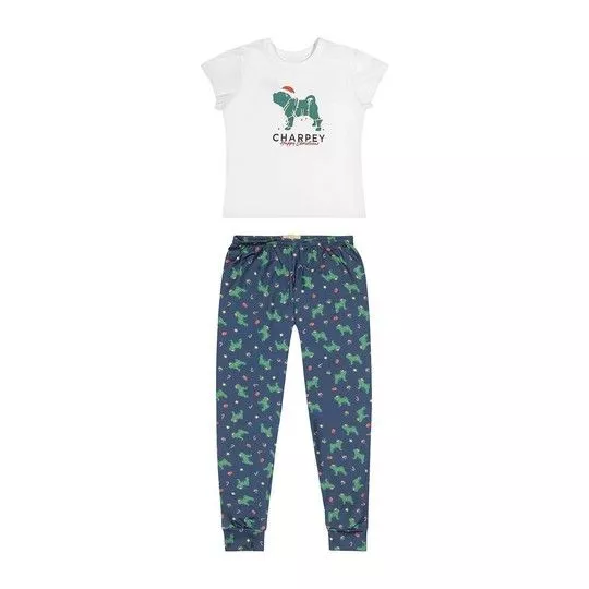 Pijama Charpey®- Branco & Azul Marinho