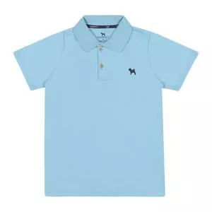 Polo Com Bordado<BR>- Azul Claro