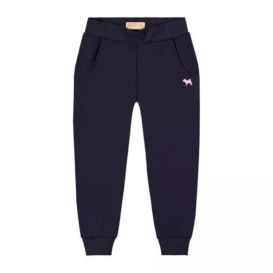 Calça Jogger Em Moletom- Azul Marinho