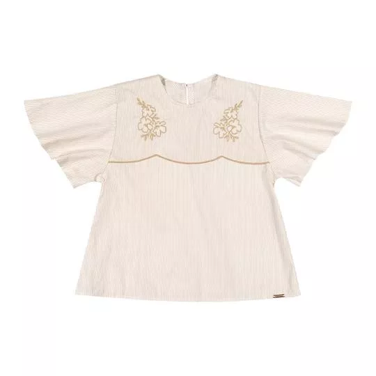 Blusa Listrada- Off White & Bege