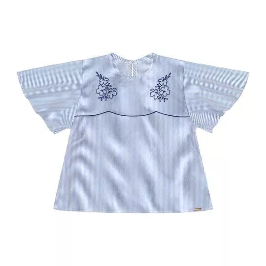 Blusa Listrada- Branca & Azul