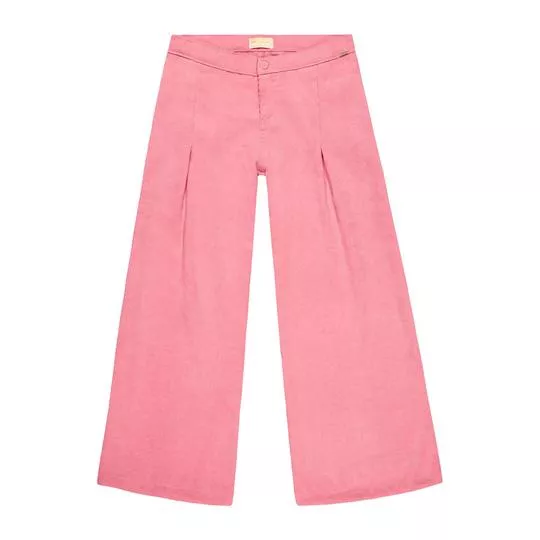 Calça Wide Leg Aveludada- Rosa