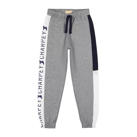 Calça Jogger Em Moletom Mescla- Cinza