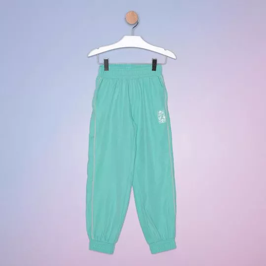 Calça Jogger Com Bolsos- Verde Claro & Rosa Claro- Luluzinha