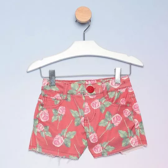 Short Floral- Vermelho & Rosa- Luluzinha