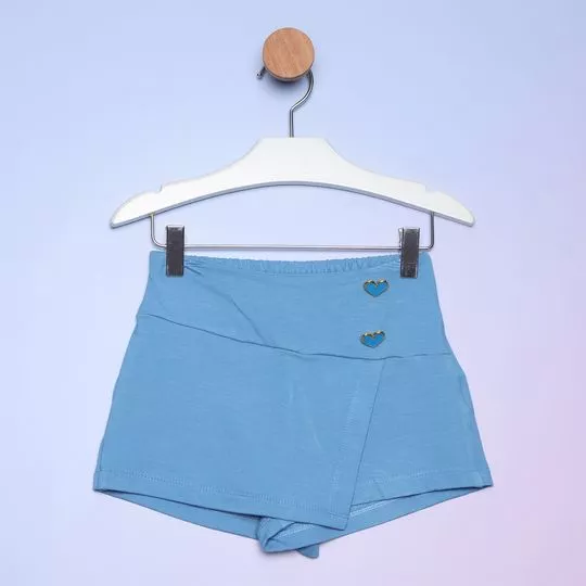 Short Saia Com Recortes- Azul Escuro- Luluzinha