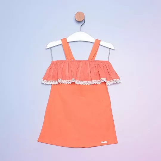 Vestido Com Babados- Laranja- Luluzinha