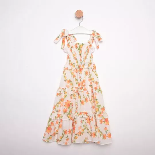 Vestido Laranjas- Branco & Laranja- Luluzinha