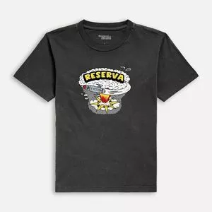 Camiseta Foguete<BR>- Preta & Amarela