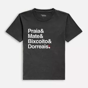 Camiseta Praia & Mate<BR>- Preta & Branca