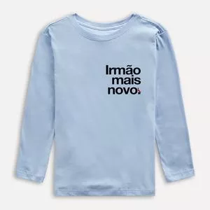 Camiseta Irmão Mais Novo<BR>- Azul Claro & Preta