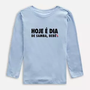 Camiseta Hoje É Dia De Samba<BR>- Azul Claro & Preta