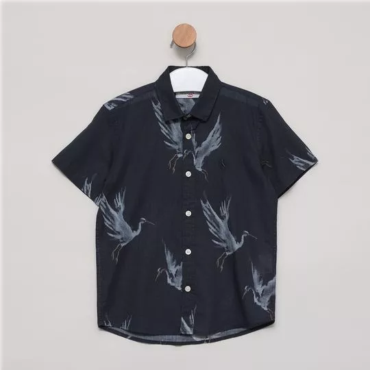 Camisa Pássaros- Azul Marinho