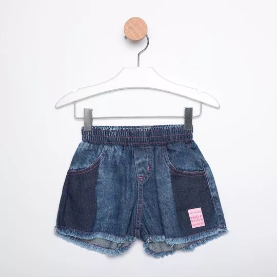 Short Jeans Com Puídos- Azul Escuro