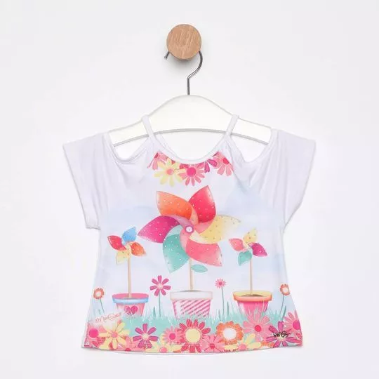 Blusa Floral- Off White & Rosa