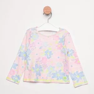 Blusa Floral<BR>- Rosa Claro & Azul<BR>- Mon Sucré