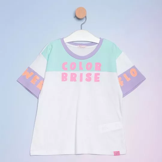 Blusa Com Inscrições- Off White & Rosa- Mon Sucré