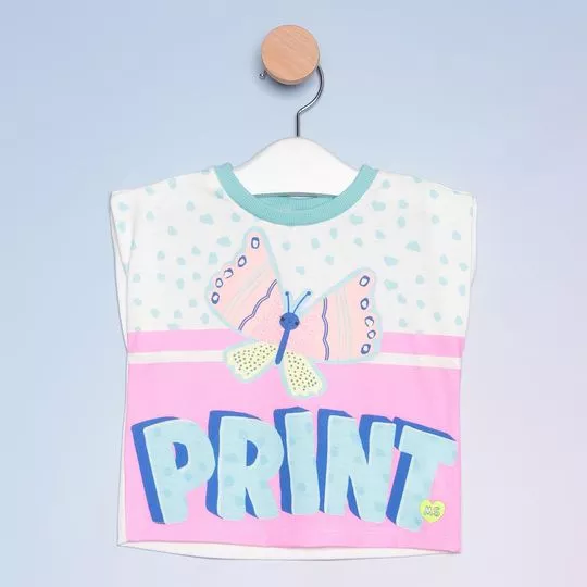 Blusa Print- Off White & Rosa- Mon Sucré