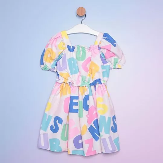 Vestido Letras- Branco & Azul Escuro - Mon Sucré