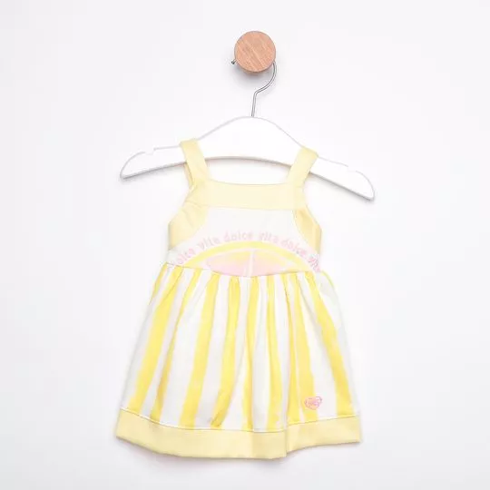 Vestido Listrado- Branco & Amarelo