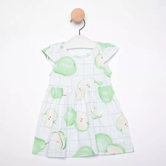 Vestido Frutinhas- Branco & Verde Claro