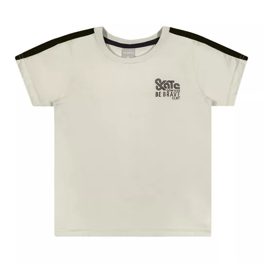 Camiseta Com Inscrições- Cinza