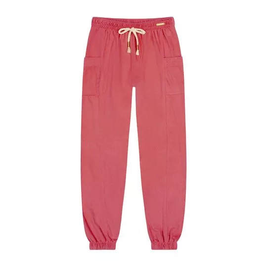 Calça Jogger Com Recortes- Rosa Escuro