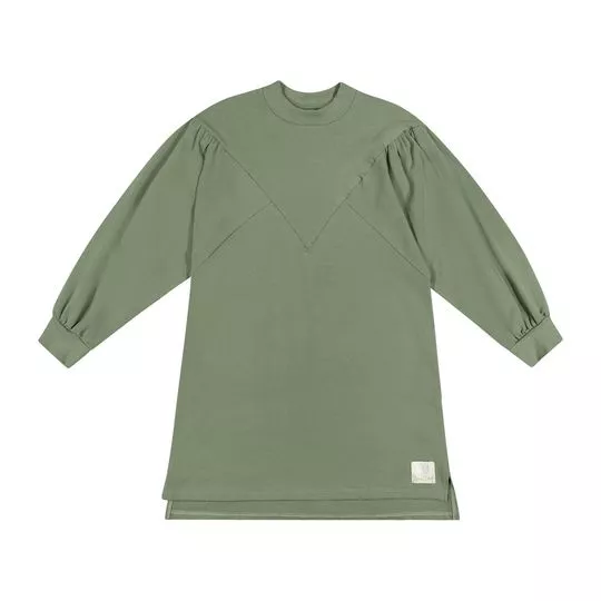 Vestido Com Recortes- Verde Militar