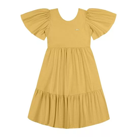 Vestido Com Franzidos- Amarelo Escuro