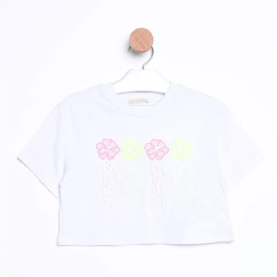 Camiseta Floral- Branca