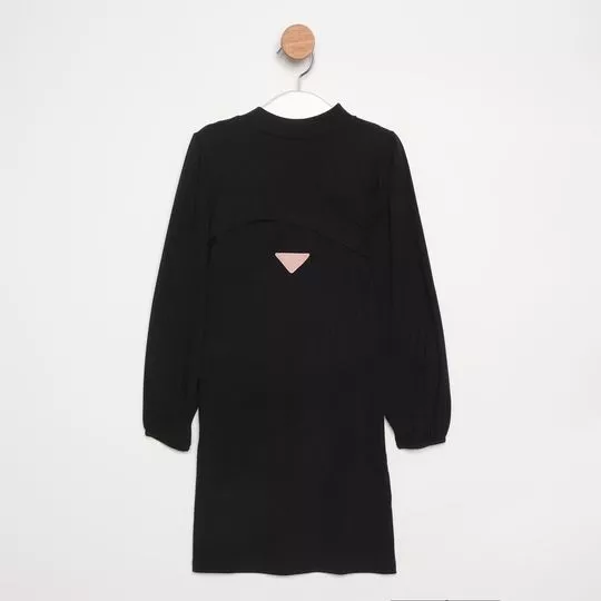 Vestido Canelado- Preto