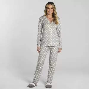 Pijama Poá<BR>- Cinza & Off White
