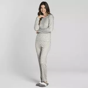 Pijama Poá<BR>- Cinza & Off White