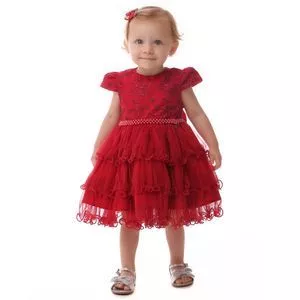 Vestido Com Renda<BR>- Vermelho<BR>- Cattai