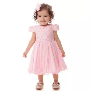 Vestido Com Bordado<BR>- Rosa Claro<BR>- Cattai