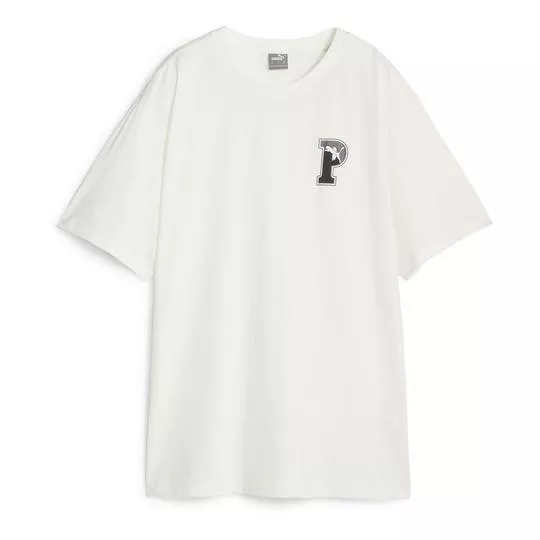 Camiseta Com Logo- Branca & Preta- Puma